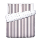Cotton Satin Duvet Cover + Pillowcase - Ligne Atlantique White / Blue