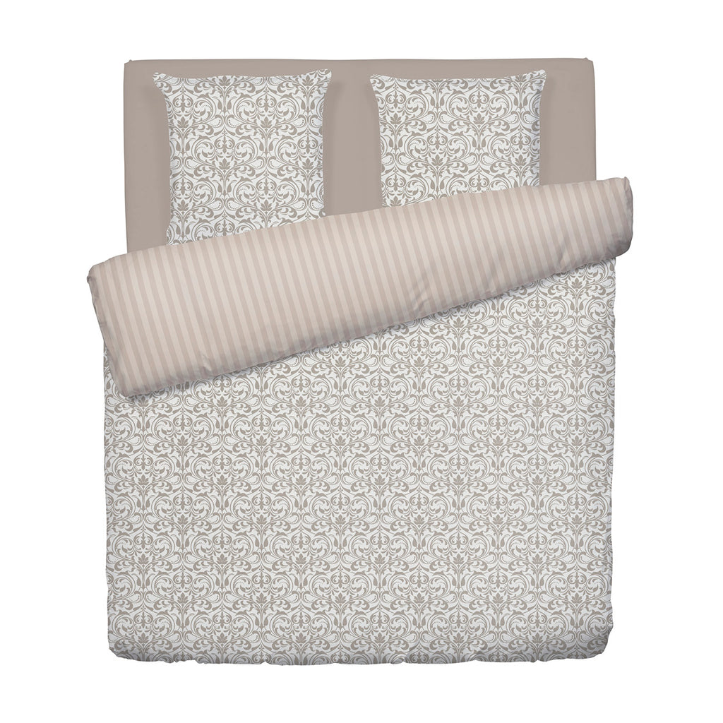 Copripiumino + 2 Federe in Raso di Cotone - Victorian Taupe