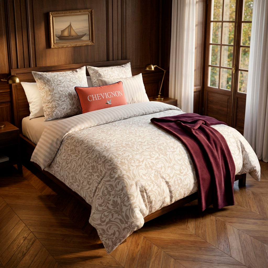 Copripiumino + 2 Federe in Raso di Cotone - Victorian Taupe