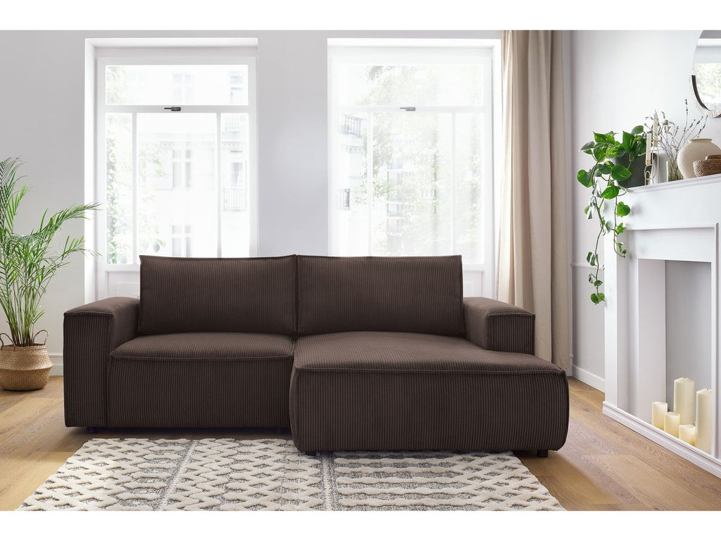 Nihad - Compact Fixed Corner Sofa - Corduroy - Right-hand Corner
