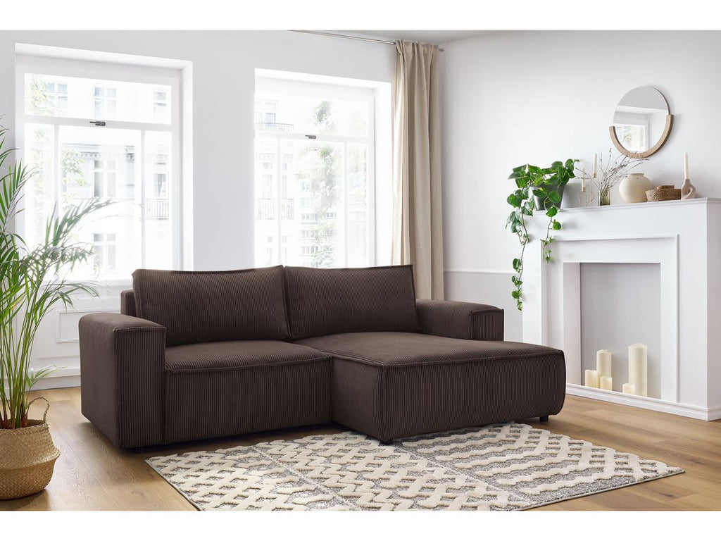 Nihad - Compact Fixed Corner Sofa - Corduroy - Right-hand Corner