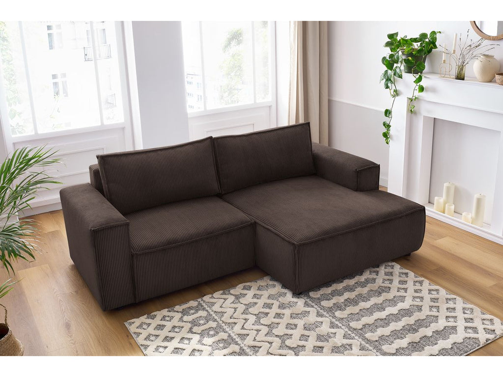 Nihad - Compact Fixed Corner Sofa - Corduroy - Right-hand Corner