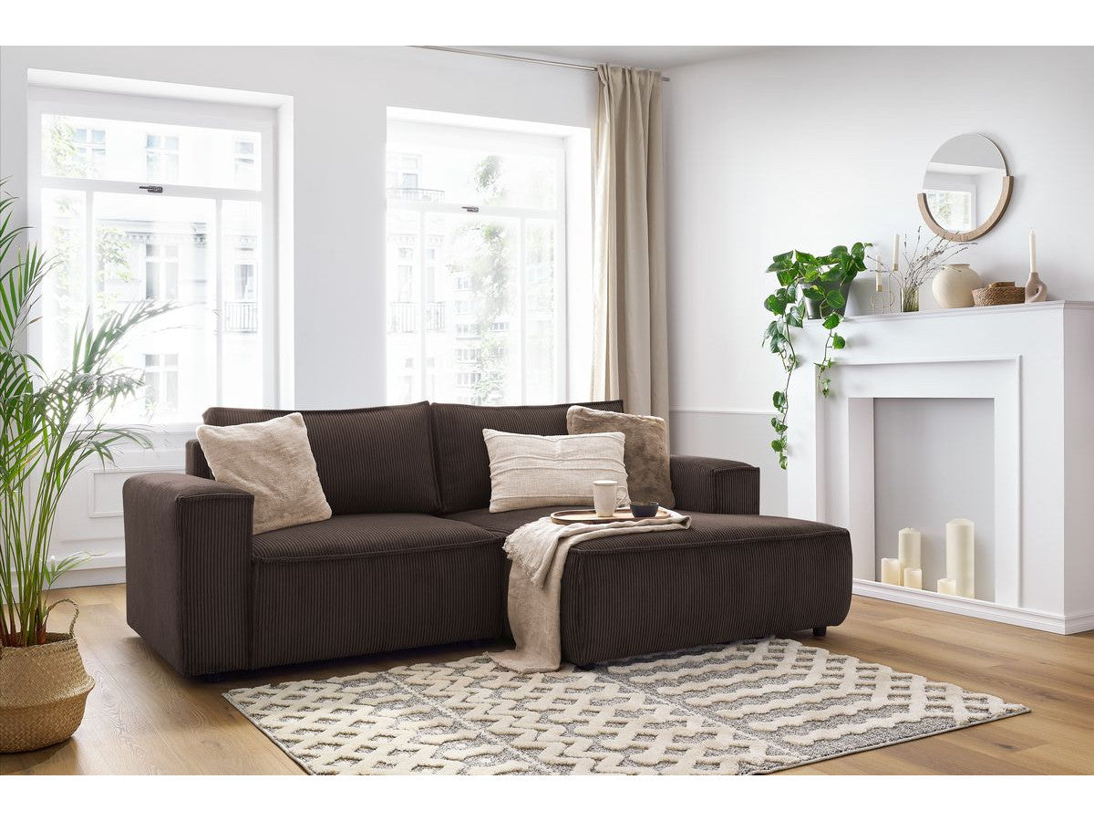 Nihad - Compact Fixed Corner Sofa - Corduroy - Right-hand Corner