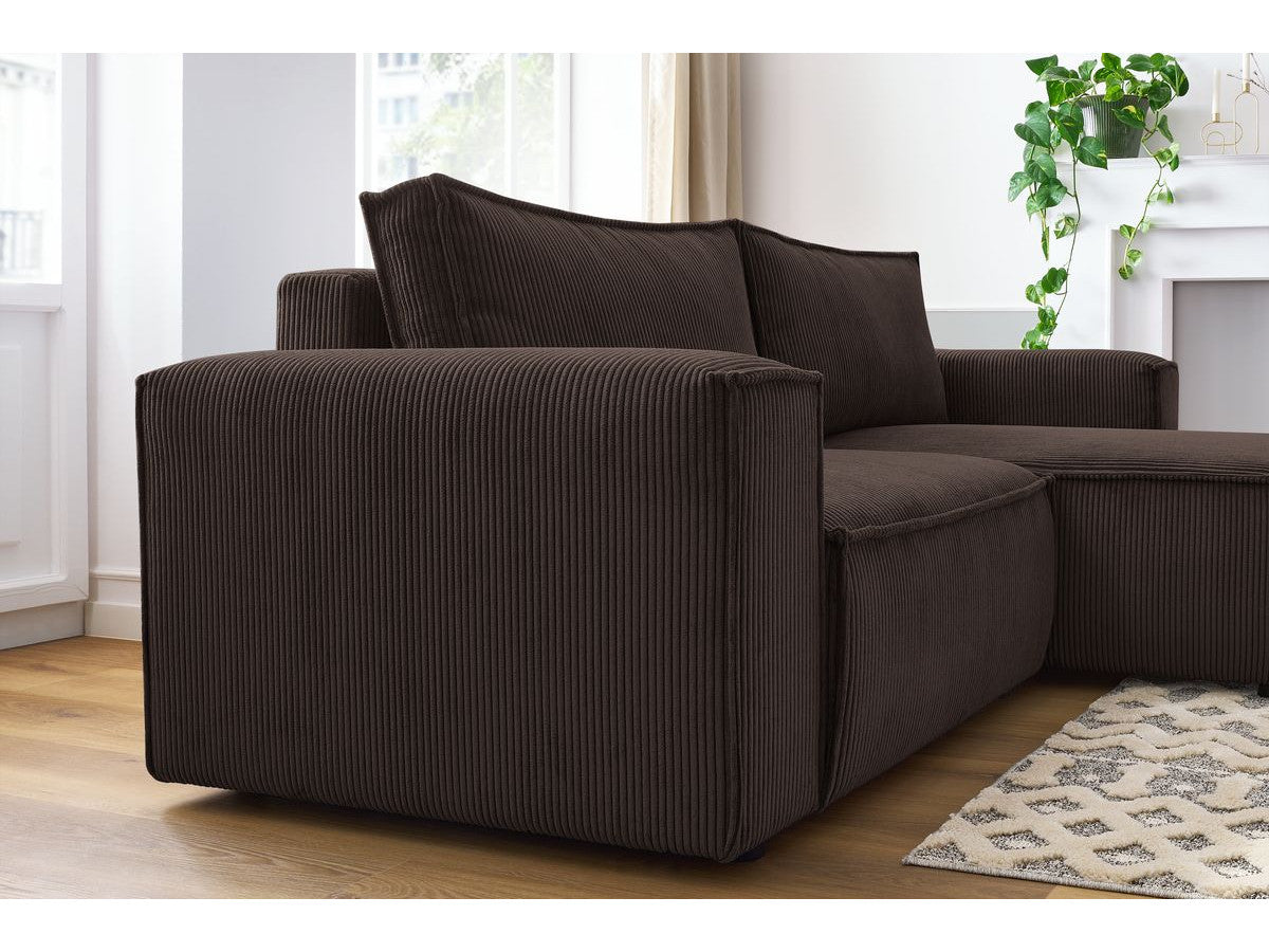 Nihad - Compact Fixed Corner Sofa - Corduroy - Right-hand Corner