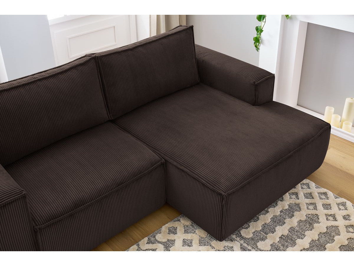 Nihad - Compact Fixed Corner Sofa - Corduroy - Right-hand Corner