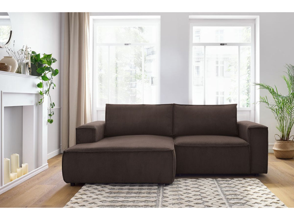 Nihad - Compact Fixed Corner Sofa - Corduroy - Left-hand Corner