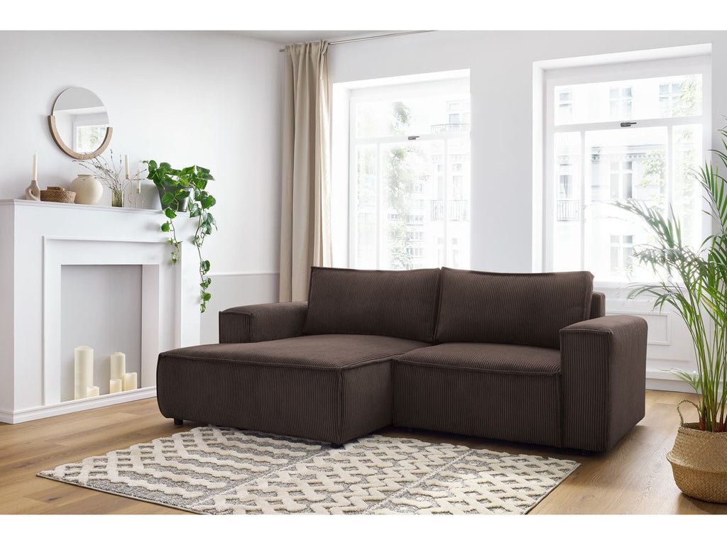 Nihad - Compact Fixed Corner Sofa - Corduroy - Left-hand Corner