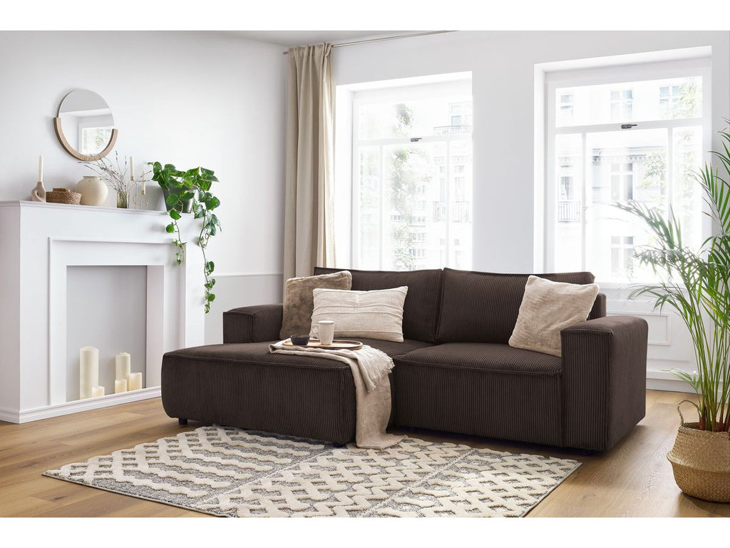 Nihad - Compact Fixed Corner Sofa - Corduroy - Left-hand Corner