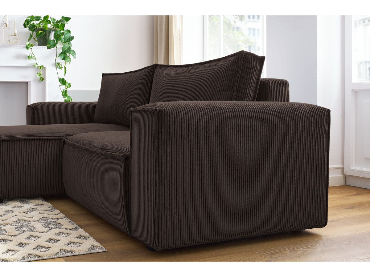 Nihad - Compact Fixed Corner Sofa - Corduroy - Left-hand Corner
