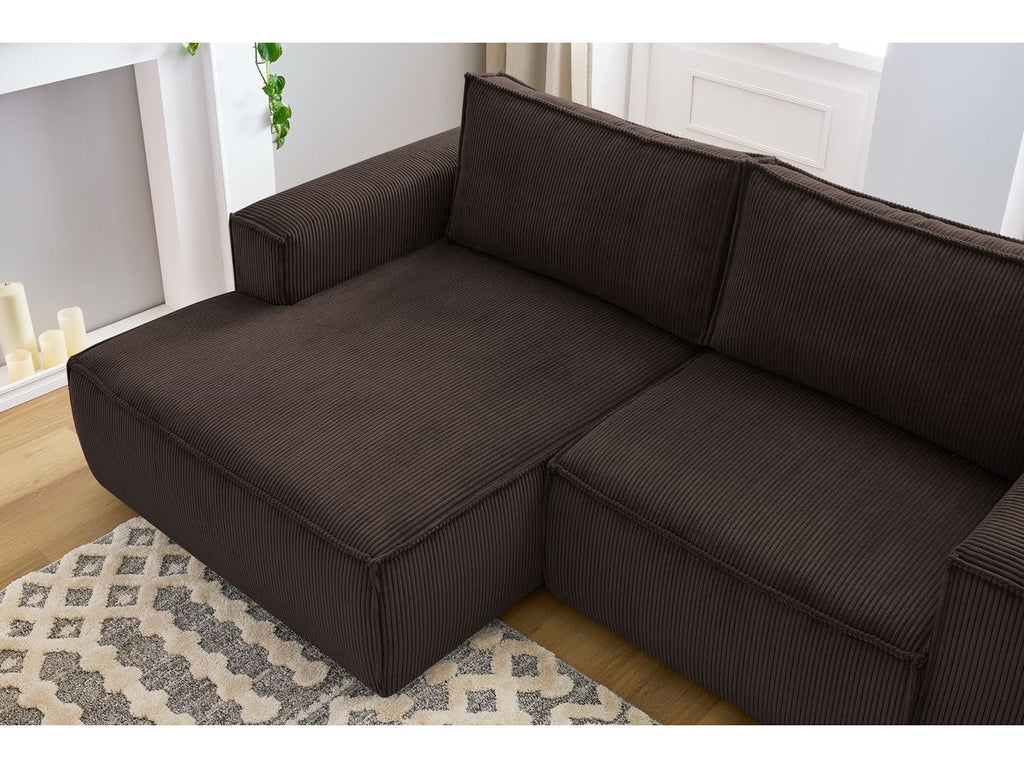 Nihad - Compact Fixed Corner Sofa - Corduroy - Left-hand Corner