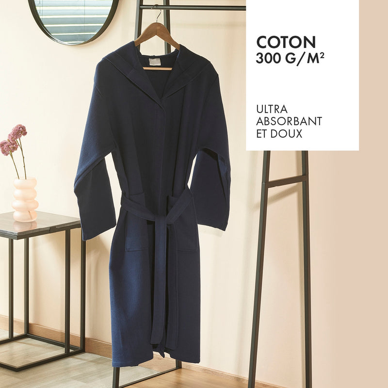 Bathrobe With Honeycomb Hood Dark Blue