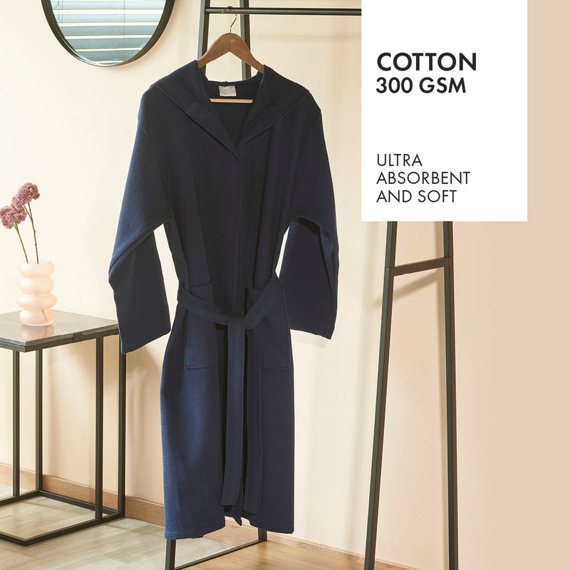 Bathrobe With Honeycomb Hood Dark Blue