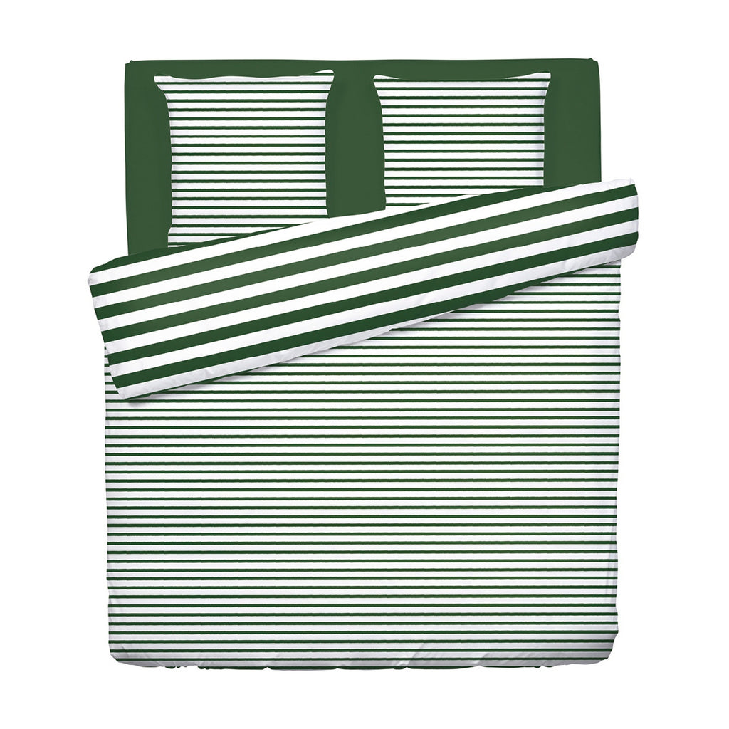Housse De Couette + 2 Taies D'Oreiller Satin De Coton - Horizon Vert
