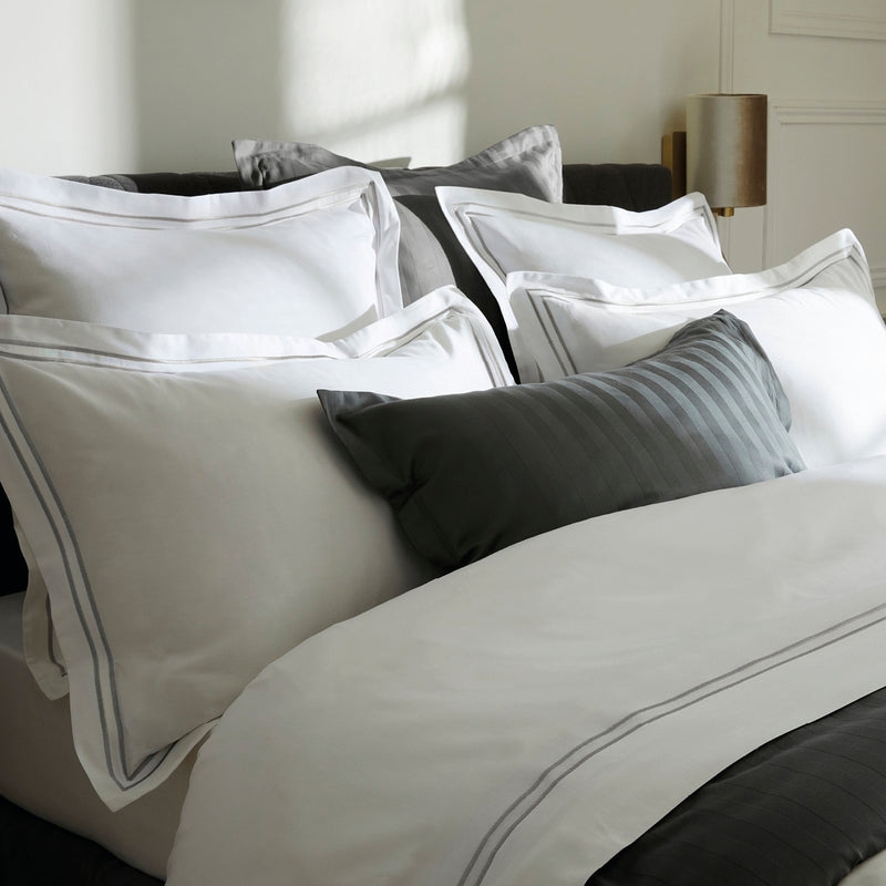 Taie De Traversin Satin De Coton Bastia Gris / Blanc