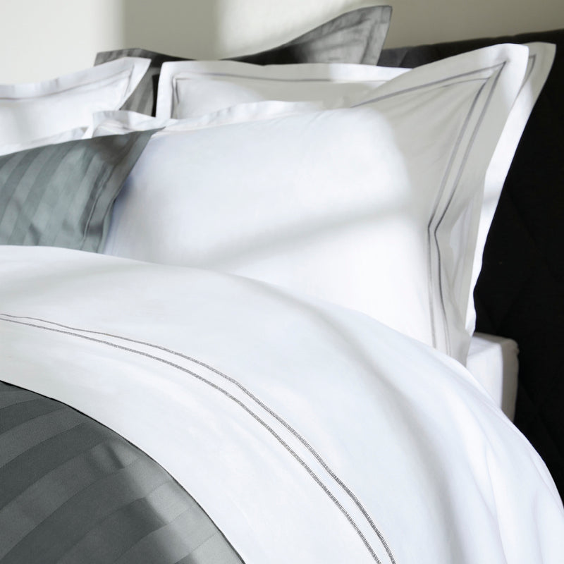 Taie De Traversin Satin De Coton Bastia Gris / Blanc