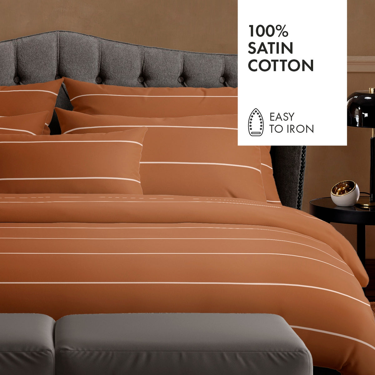 Housse De Couette + 2 Taies D'Oreiller Satin De Coton - Charles Brun