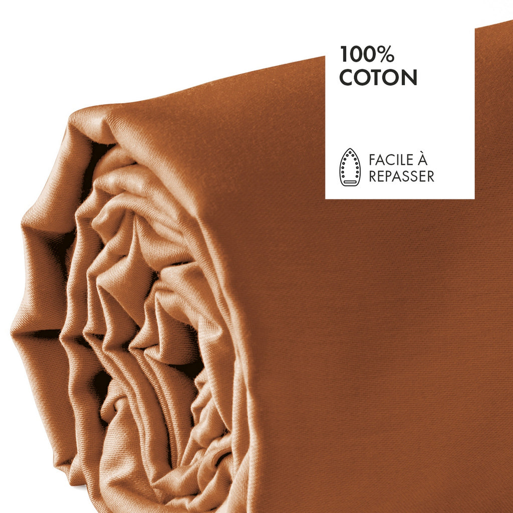 Drap-Housse Satin De Coton - Brun
