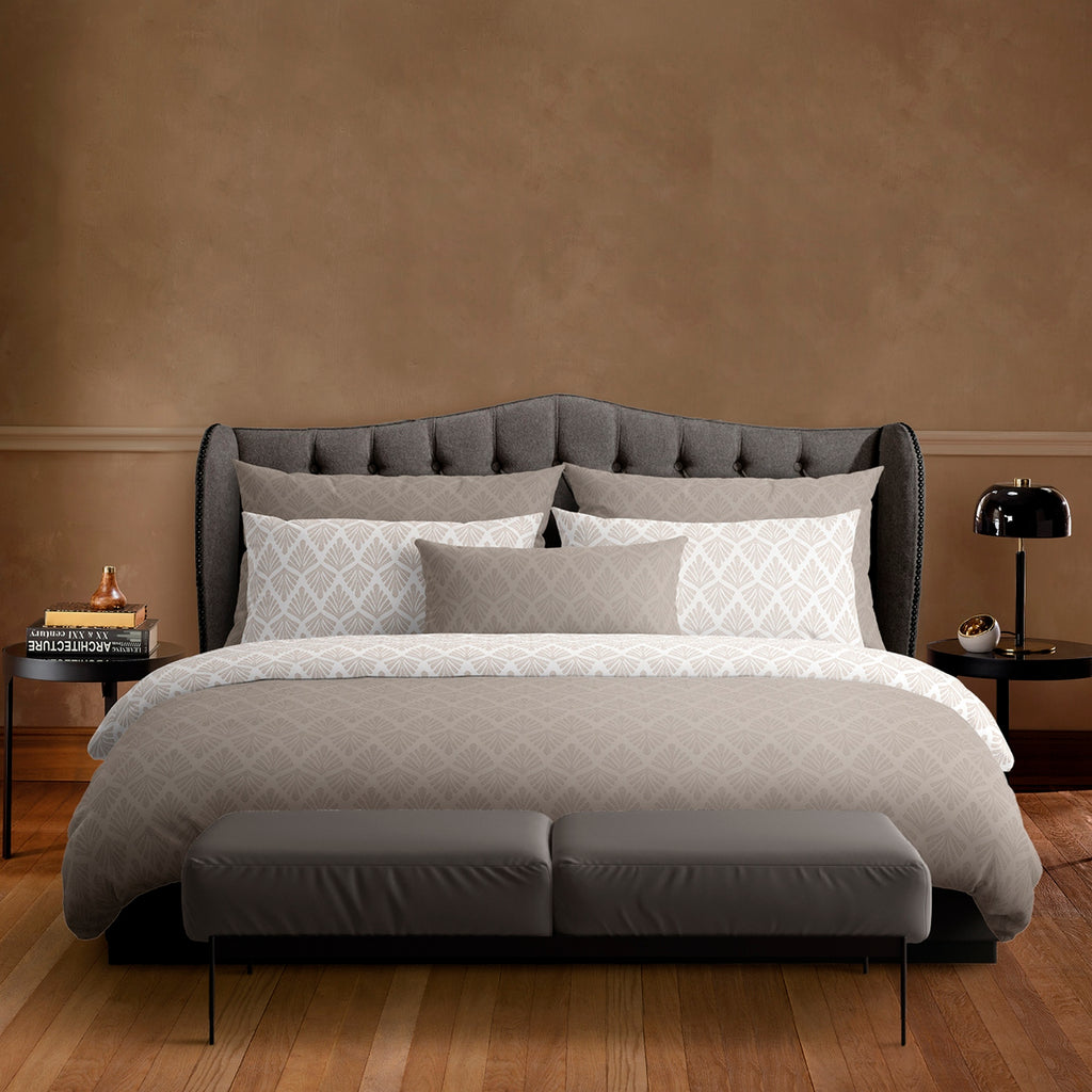 Set De 2 Taies D'Oreiller Satin De Coton - Vibrance Végétale Taupe / Taupe