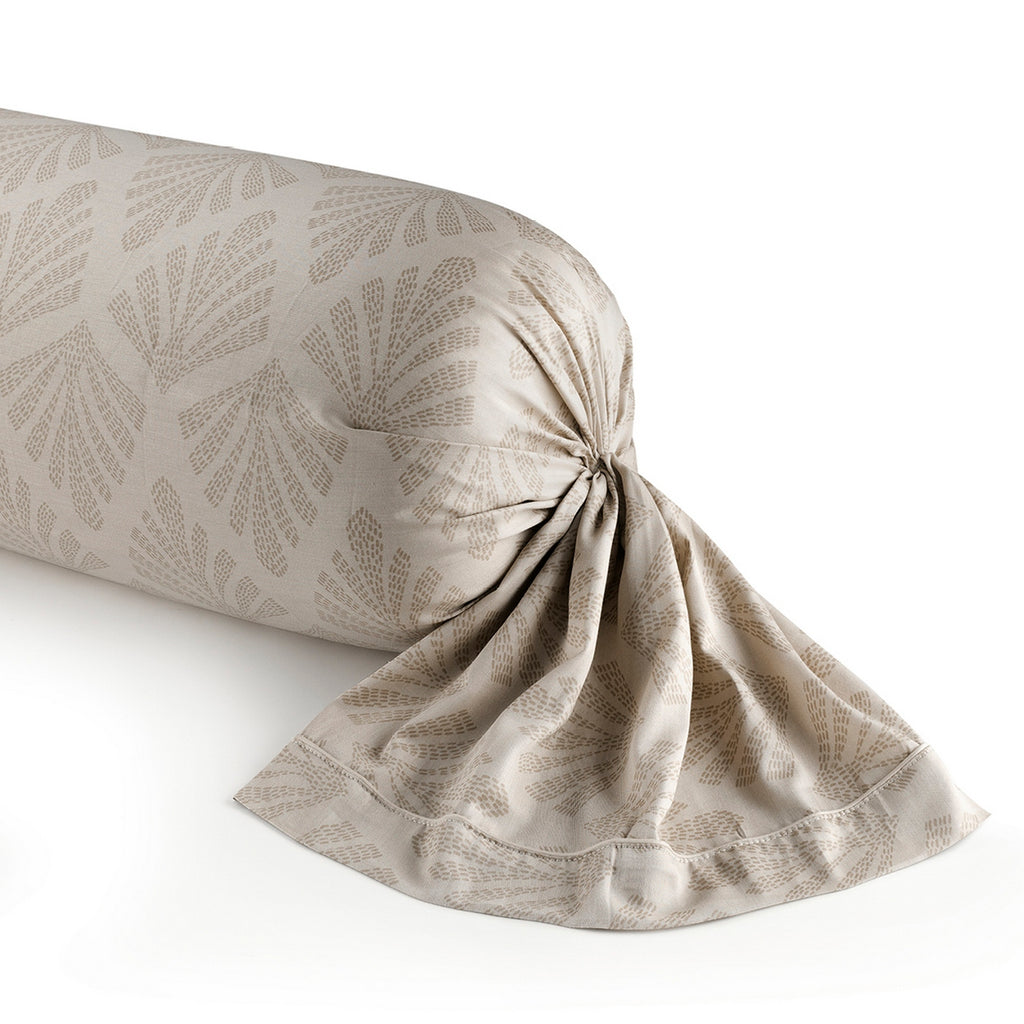 Taie De Traversin Satin De Coton - Vibrance Végétale Taupe / Taupe