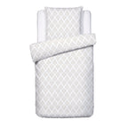 Housse De Couette + Taie D'Oreiller Satin De Coton - Vibrance Végétale Blanc / Blanc