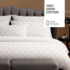 Set De 2 Taies D'Oreiller Satin De Coton - Vibrance Végétale Blanc / Blanc