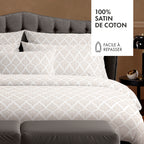 Taie De Traversin Satin De Coton - Vibrance Végétale Blanc / Blanc
