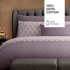 Funda Nórdica + Funda de Almohada de Satén de Algodón - Vibrance Végétale Morado Oscuro / Morado Claro