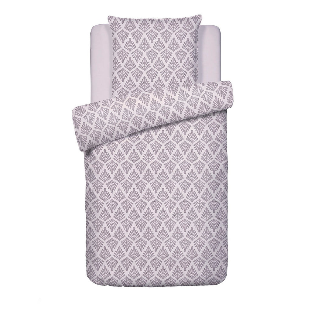 Housse De Couette + Taie D'Oreiller Satin De Coton - Vibrance Végétale Violet Clair / Violet Clair