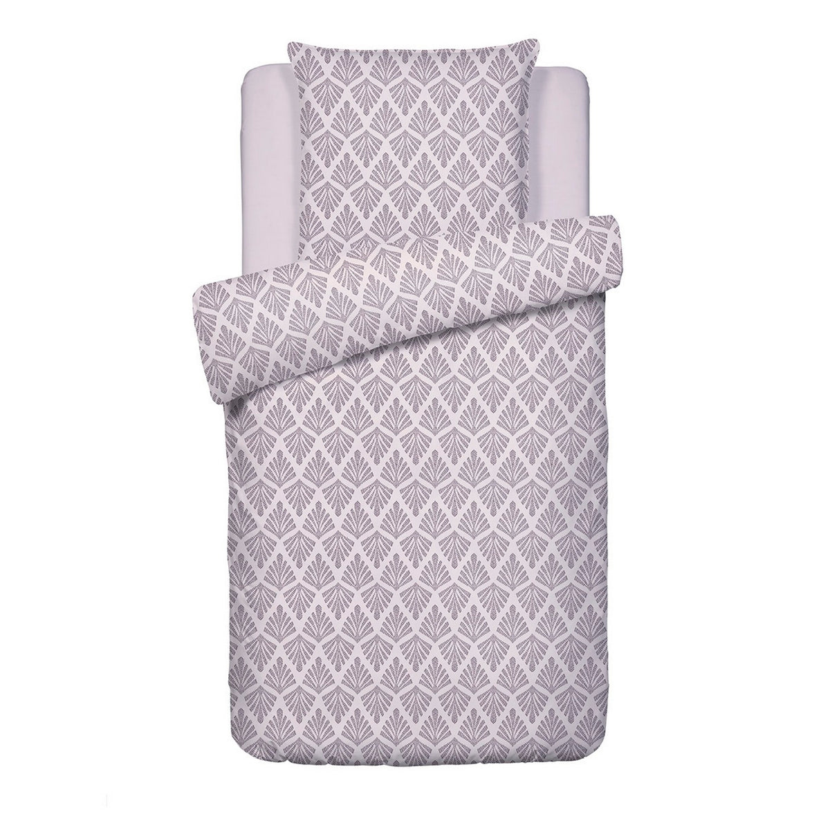 Housse De Couette + Taie D'Oreiller Satin De Coton - Vibrance Végétale Violet Clair / Violet Clair