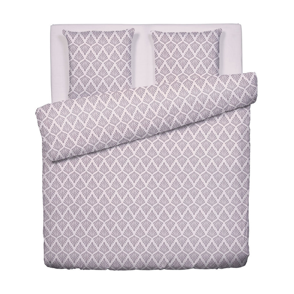 Housse De Couette + 2 Taies D'Oreiller Satin De Coton - Vibrance Végétale Violet Clair / Violet Clair