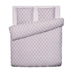 Housse De Couette + 2 Taies D'Oreiller Satin De Coton - Vibrance Végétale Violet Clair / Violet Clair