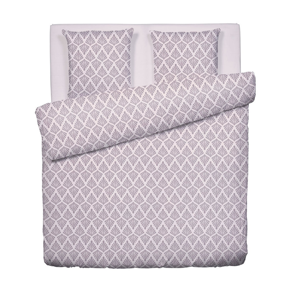 Housse De Couette + 2 Taies D'Oreiller Satin De Coton - Vibrance Végétale Violet Clair / Violet Clair