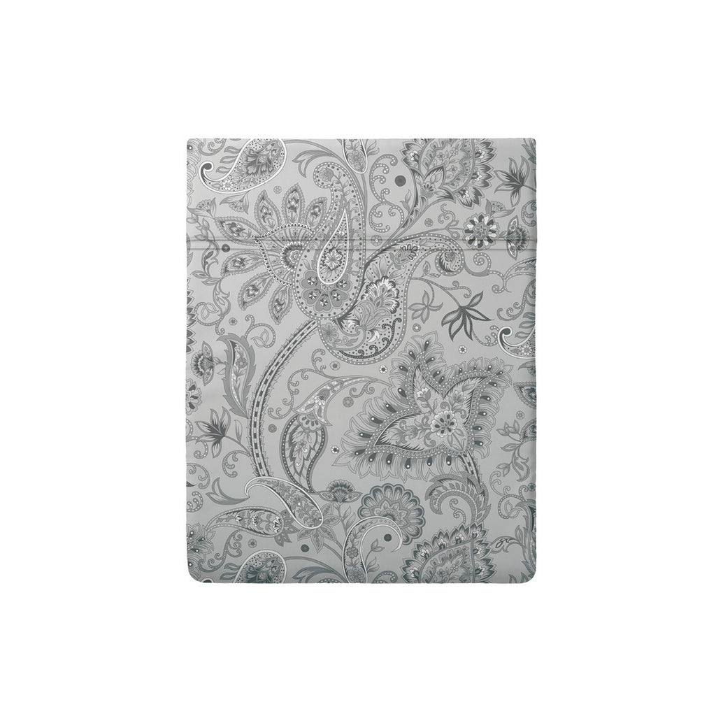 Drap Plat Satin De Coton - Paisley Gris Clair