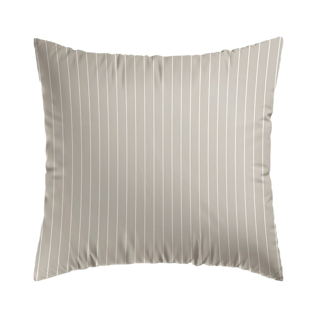 Set Di 2 Federe Per Cuscino In Raso Di Cotone - Righe Classiche Tortora