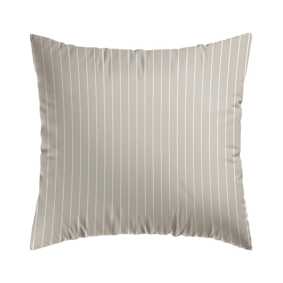 Set Di 2 Federe Per Cuscino In Raso Di Cotone - Righe Classiche Tortora