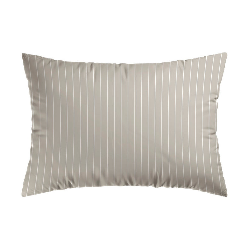 Juego de 2 fundas de almohada de satén de algodón Classic Stripes Taupe
