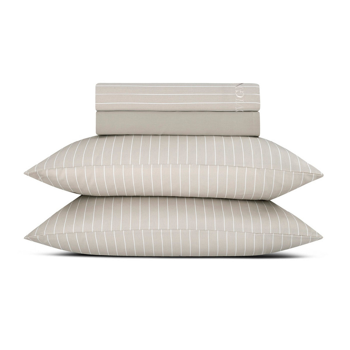 Ensemble De Draps Satin De Coton - Rayures Classiques Taupe