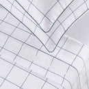 Ensemble De Draps Satin De Coton Motif À Carreaux Blanc / Bleu