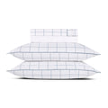 Ensemble De Draps Satin De Coton - Motif À Carreaux Blanc / Bleu