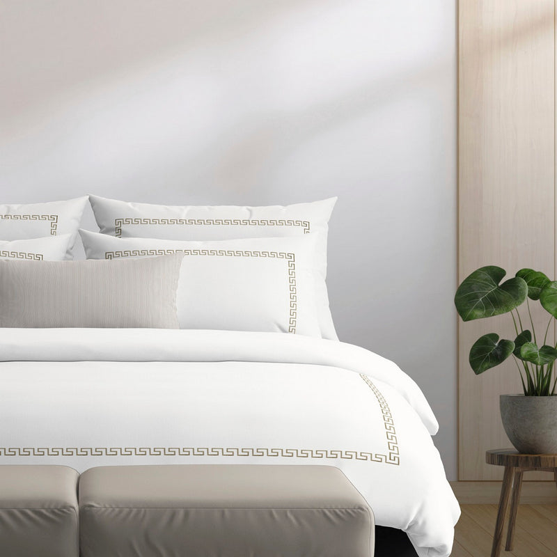 Cotton Satin Bolster Case - Maison Royale Gray / White