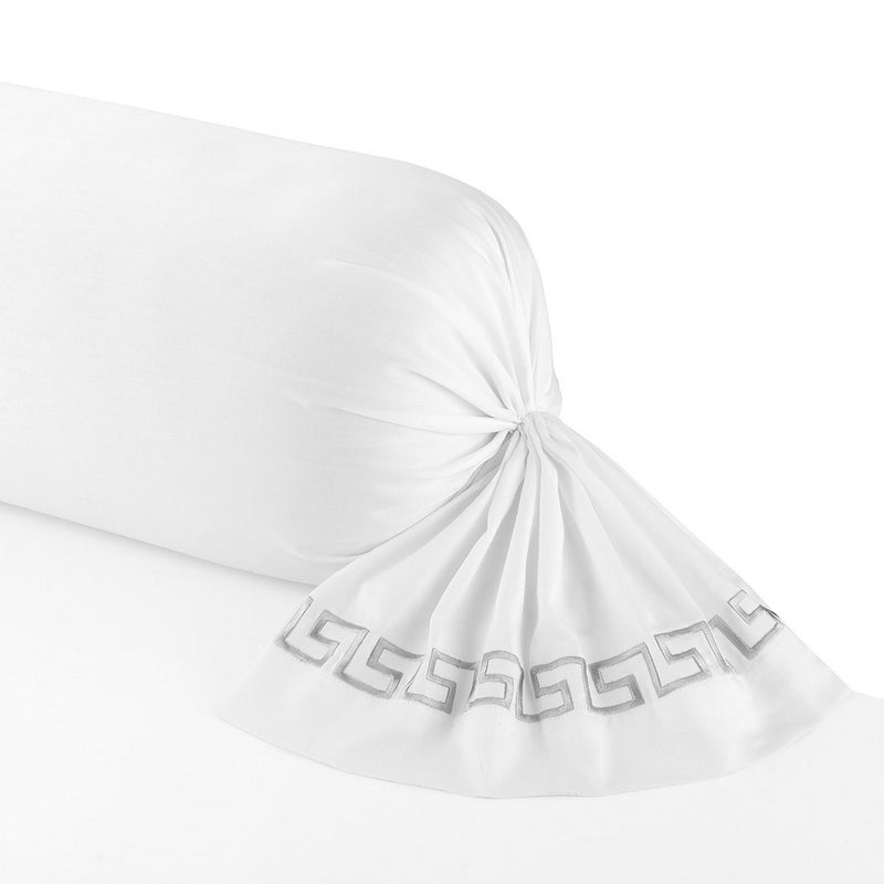 Cotton Satin Bolster Case - Maison Royale Gray / White