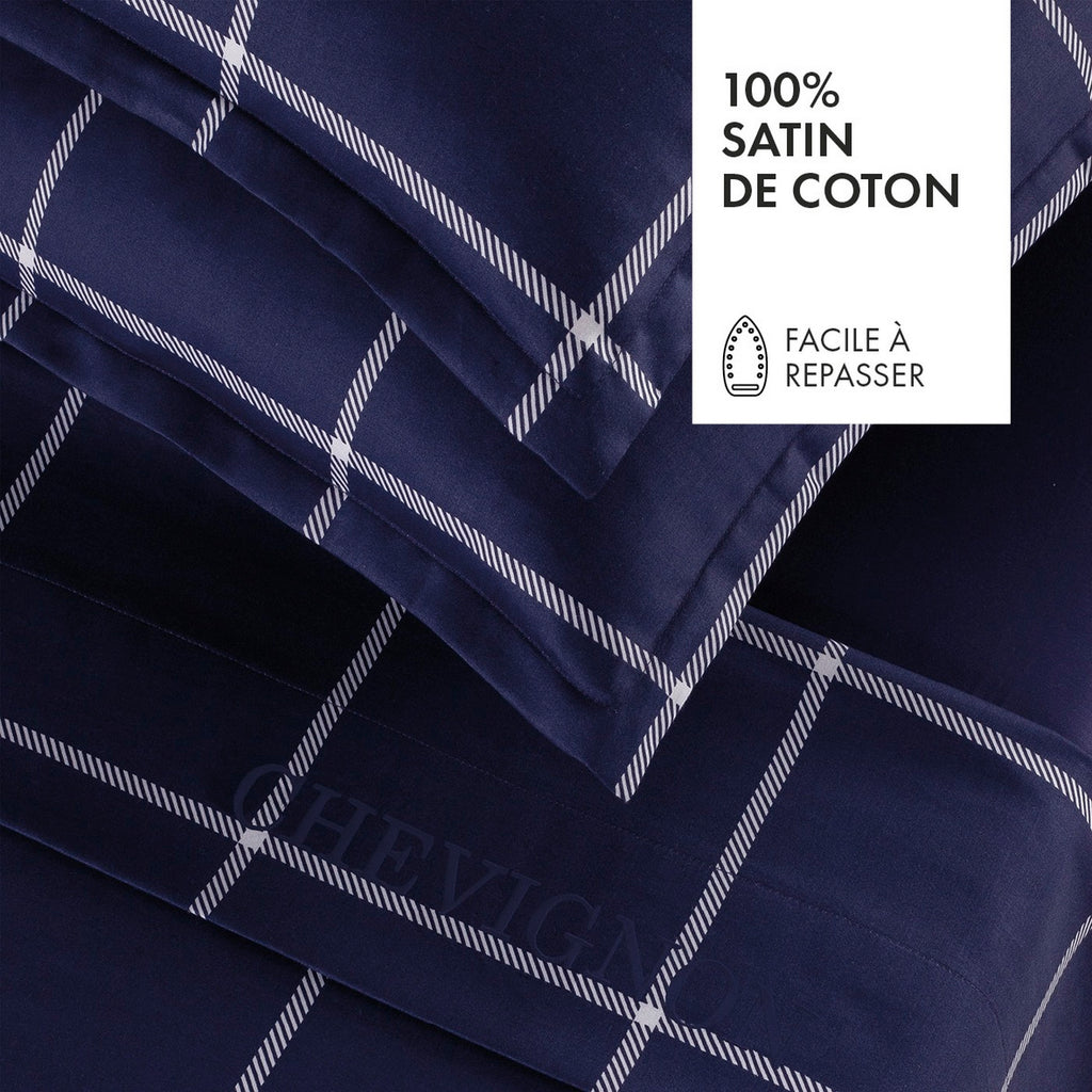 Taie D'Oreiller Satin De Coton - Arthur Bleu Foncé