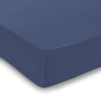 Hoeslaken van katoensatijn - effen donkerblauw