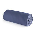 Hoeslaken van katoensatijn - effen donkerblauw