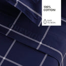 Cotton Satin Flat Sheet - Arthur Dark Blue