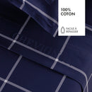 Cotton Satin Flat Sheet - Arthur Dark Blue