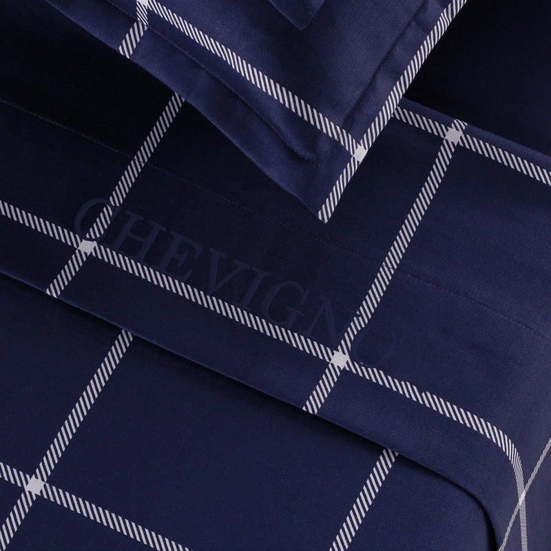 Cotton Satin Flat Sheet - Arthur Dark Blue