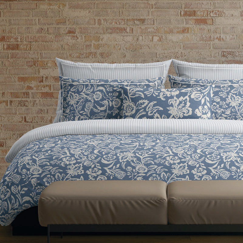 Cotton Satin Flat Sheet - Bleu Jardin Bleu