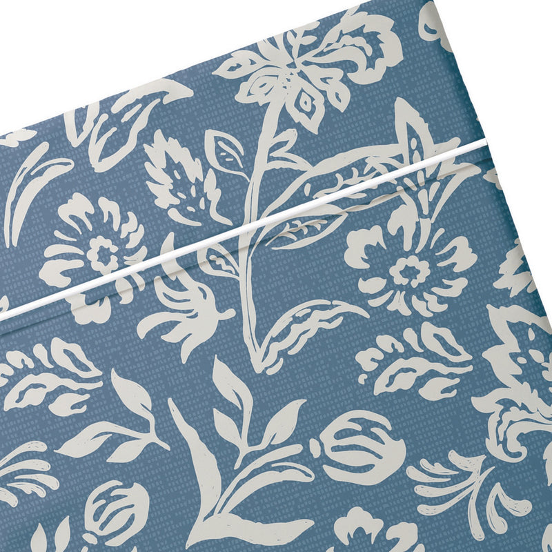 Cotton Satin Flat Sheet - Bleu Jardin Bleu