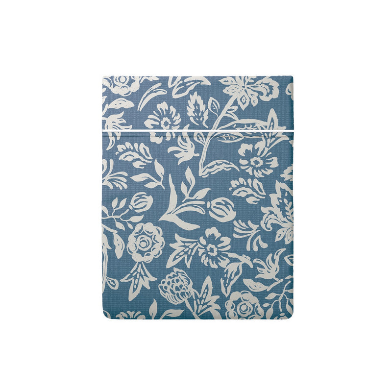Cotton Satin Flat Sheet - Bleu Jardin Bleu